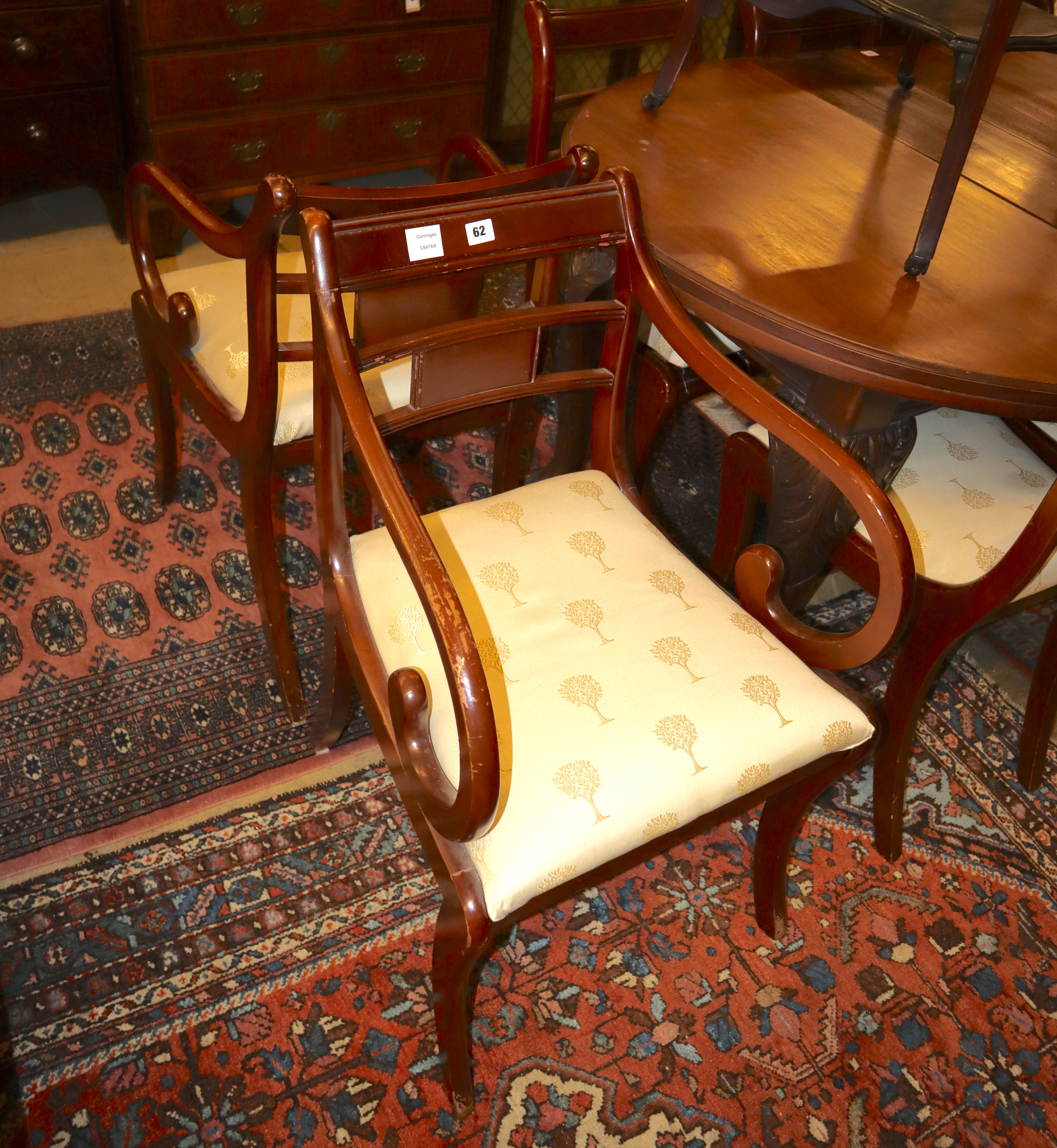 A set of eight Regency style mahogany dining chairs